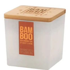 Large Jar Candle BAMBOO Orange Zest & Clove Oil 210g Fashion