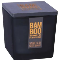 Large Candle BAMBOO Large Jar Candle Vanilla & White Woods Candle 210g Sale
