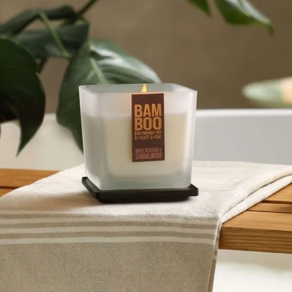 Large Jar Candle BAMBOO White Blossom & Sandalwood 210g Fashion