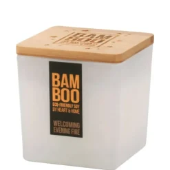 Large Jar Candle BAMBOO Welcoming Evening Fire 210g Fashion