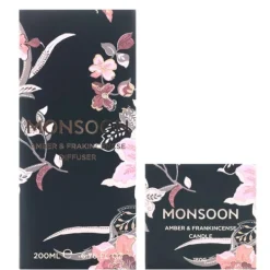 Home Fragrance Monsoon Amber and Frankincense Candle 180g & Diffuser 200ml Fashion
