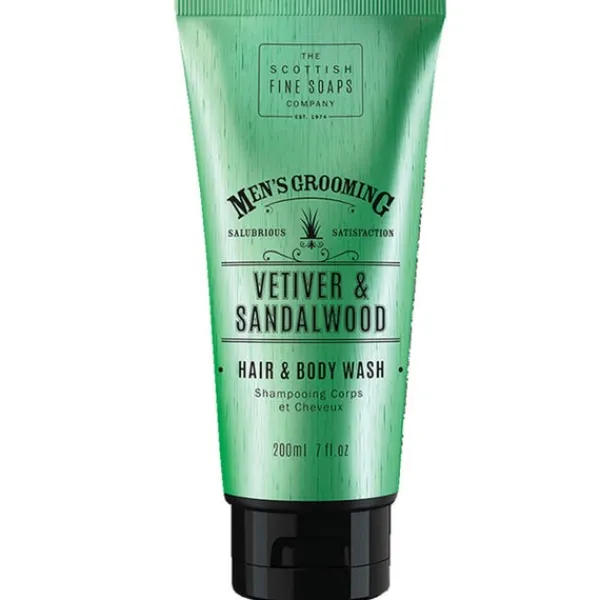 Men's Grooming Scottish Fine Soaps Vetiver & Sandalwood Hair & Body Wash 200ml Clearance